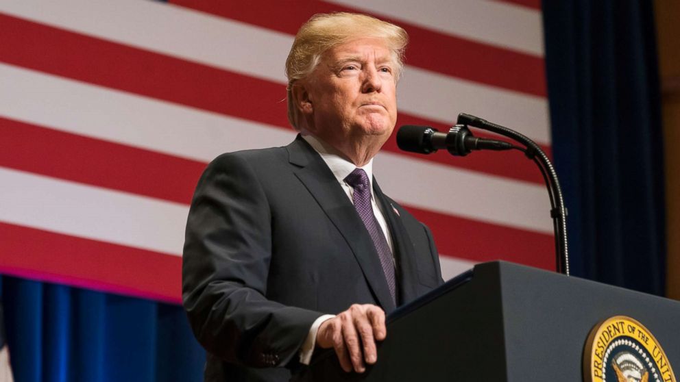 President Donald J. Trump speaks on his 'America First' national security strategy in the Ronald Reagan Building and International Trade Center in Washington, Dec. 18, 2017.