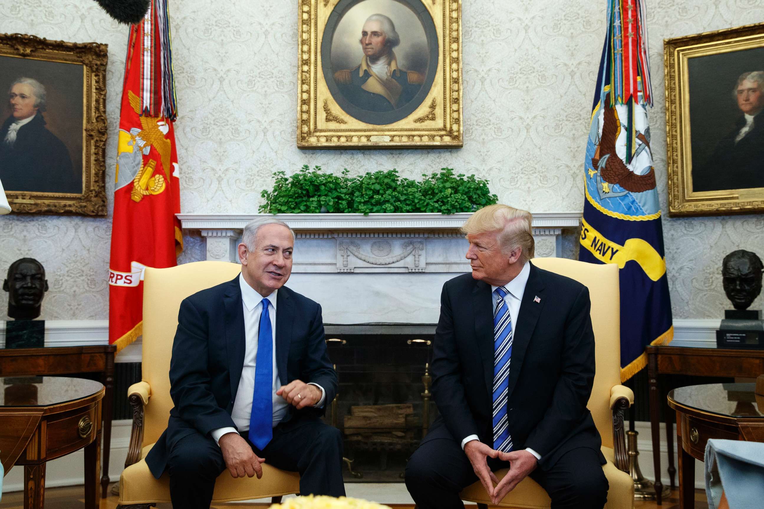 PHOTO: President Donald Trump meets with Israeli Prime Minister Benjamin Netanyahu in the Oval Office of the White House on March 5, 2018, in Washington, D.C.
