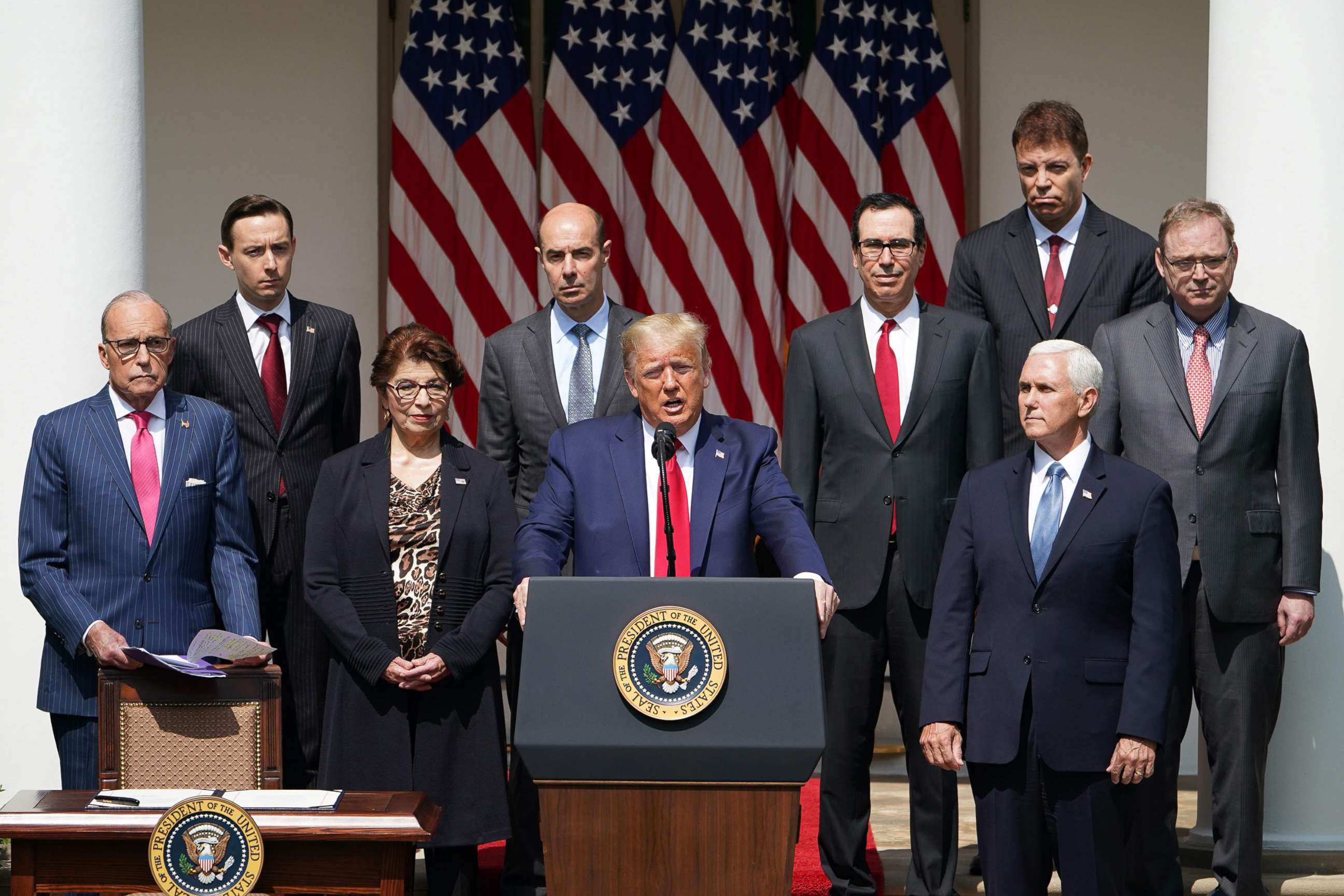 PHOTO: President Donald Trump holds a press conference in the Rose Garden of the White House in Washington, on June 5, 2020.