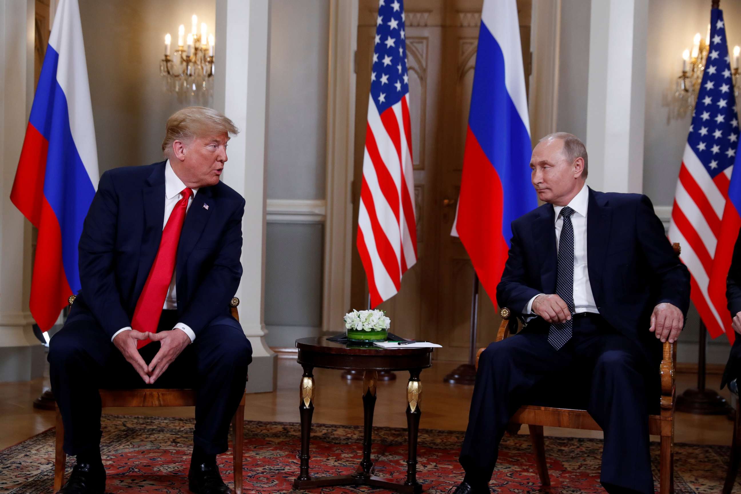 PHOTO: President Donald Trump meets with Russia's President Vladimir Putin in Helsinki, Finland, July 16, 2018.