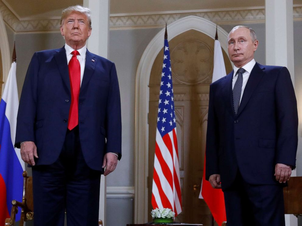 PHOTO: President Donald Trump and Russias President Vladimir Putin meet in Helsinki, Finland, July 16, 2018.