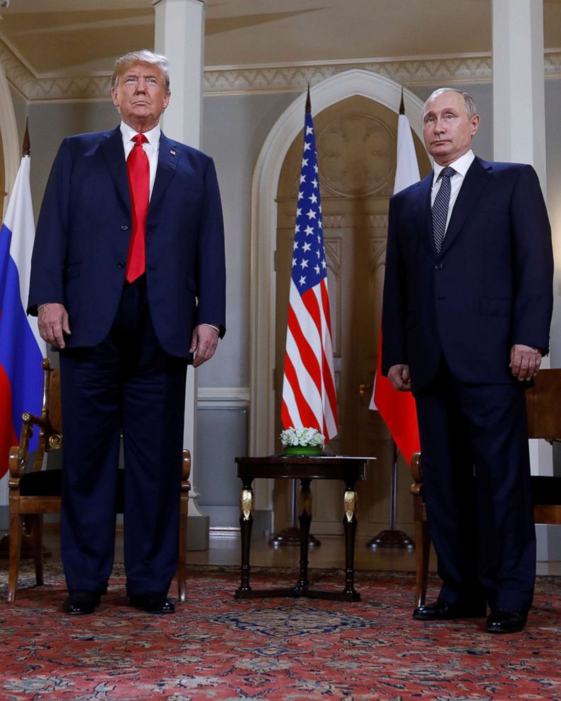 PHOTO: President Donald Trump and Russia's President Vladimir Putin meet in Helsinki, Finland, July 16, 2018.
