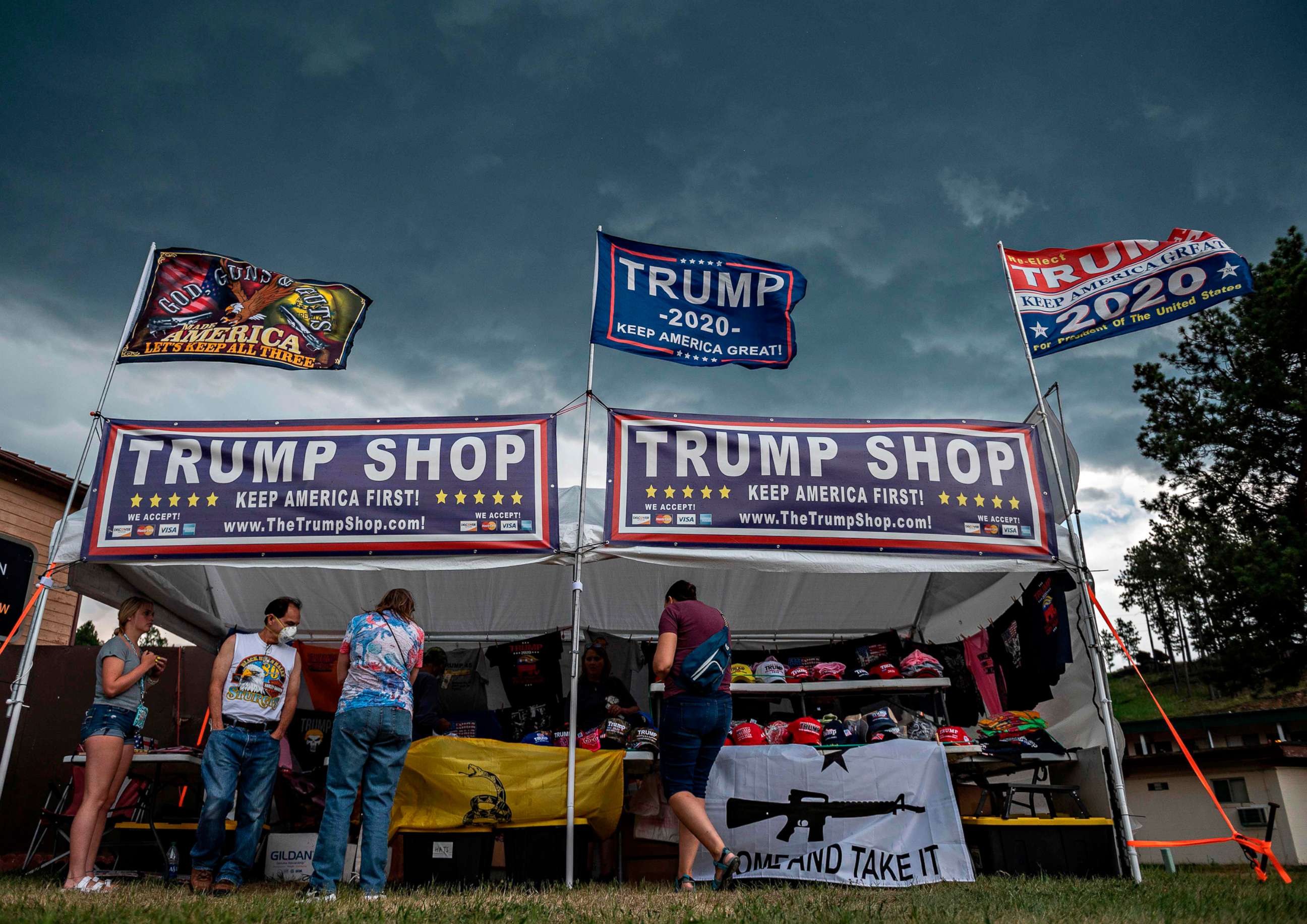 PHOTO: Tourists browse a gift store featuring President Donald Trump campaign items in Keystone, South Dakota, July 2, 2020, ahead of the president's visit to Mount Rushmore.