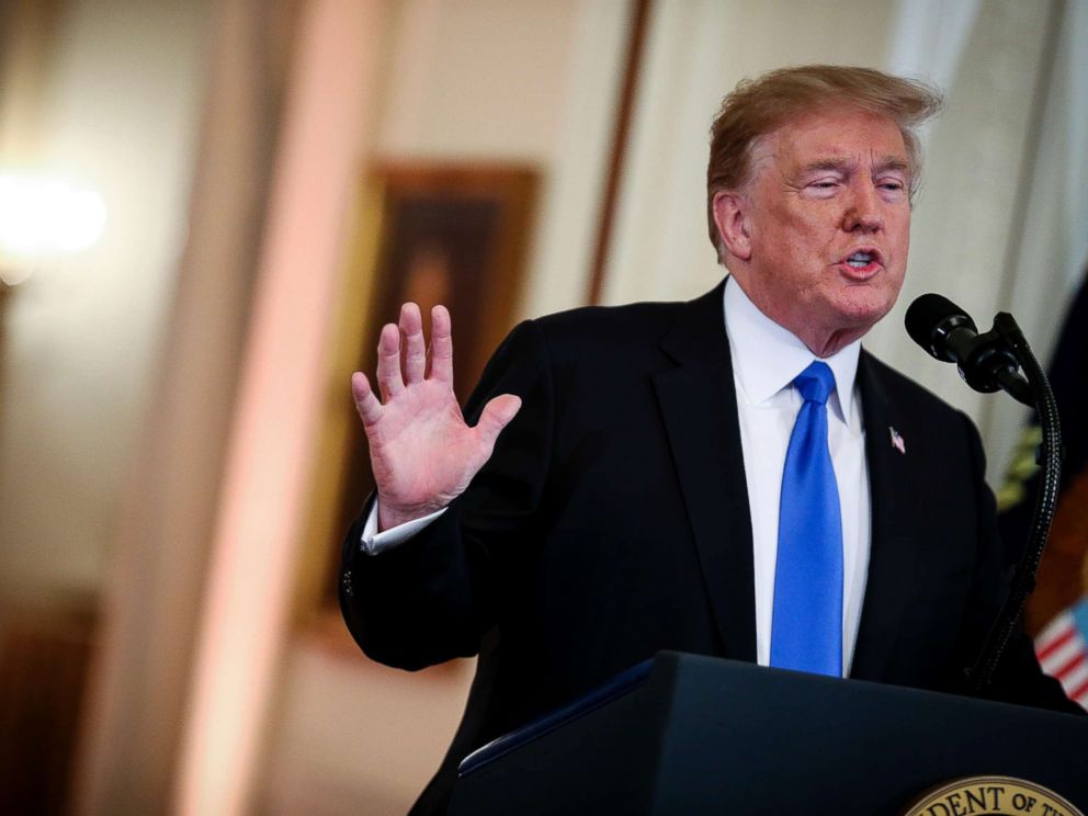 PHOTO: President Donald Trump speaks while announcing Brett Kavanaugh appeals court judge as an associate justice of the U.S. Supreme Court during a ceremony in the East Room of the White House, July 9, 2018, in Washington.
