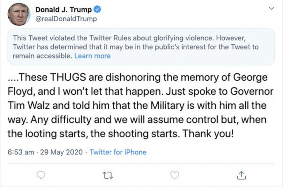 PHOTO: A screenshot of a tweet by President Donald Trump posted on May 29, 2020.