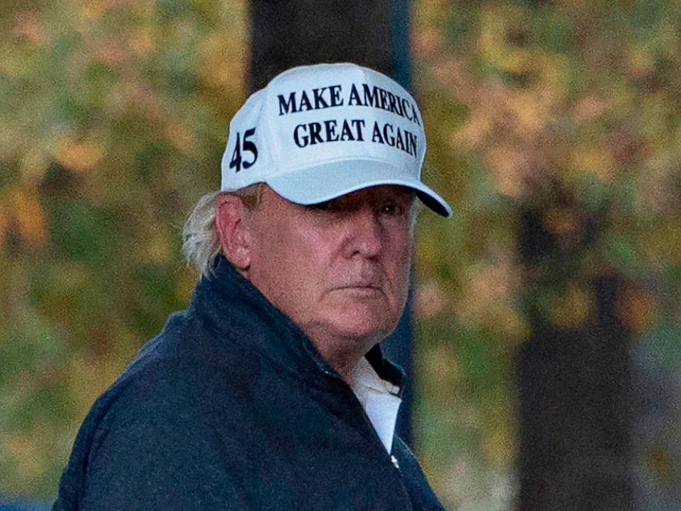 PHOTO: President Donald Trump returns from playing golf to the White House in Washington, Nov. 7, 2020, after Joe Biden was declared the winner of the Presidential Election by major news organizations. 