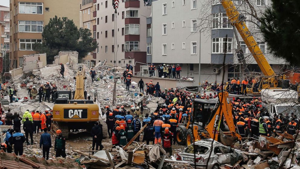 VIDEO: The eight-floor building in which the girl lived collapsed around 4 p.m. local time in the Turkish capital's Kartal district.
