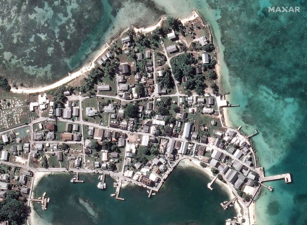 PHOTO: Before Hurricane Dorian struck Green Turtle Cay off Great Abaco Island in a satellite image taken Oct. 25, 2018.