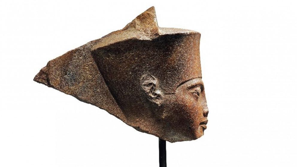 PHOTO: An Egyptian head of the God Amen with the                features of the Pharaoh Tutankhamen. circa 1333-1323 B.C.,                is up for auction at Christies. 