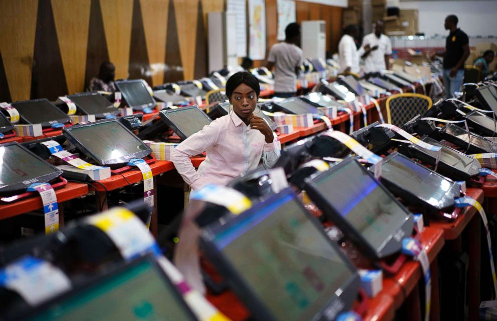 PHOTO: Members of the Independent National Electoral Commission (CENI) monitor the printing of ballots at the electoral commission's headquarters in Kinshasa, Congo, Dec. 23, 2018. 