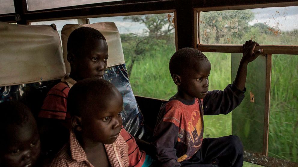 PHOTO: Young South Sudanese refugees are transported from the border of South Sudan and the Democratic Republic of the Congo to a refugee settlement site in Aru, DRC, May 10, 2019.
