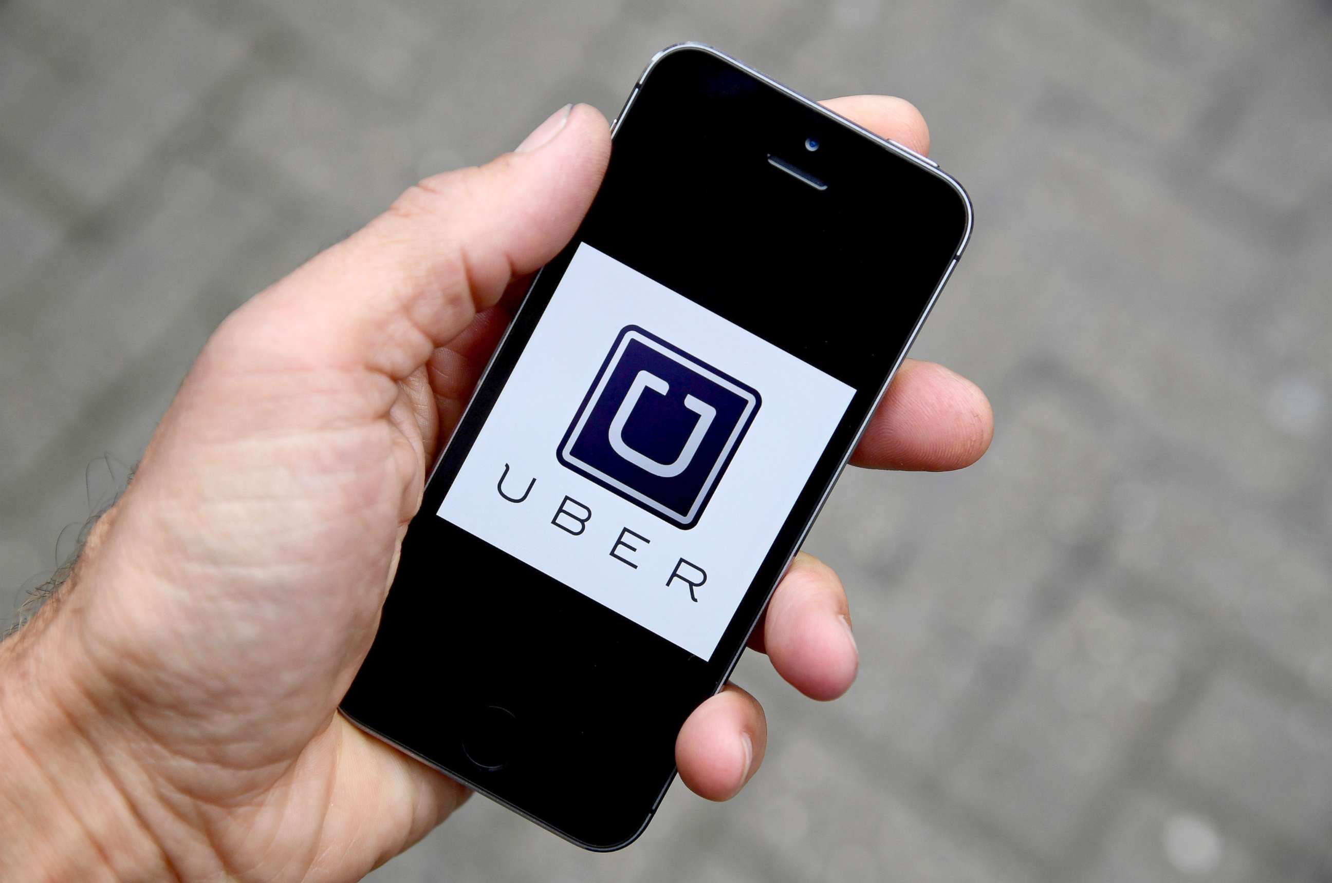 PHOTO: Uber app logo displayed on a mobile telephone, Oct. 28, 2016.