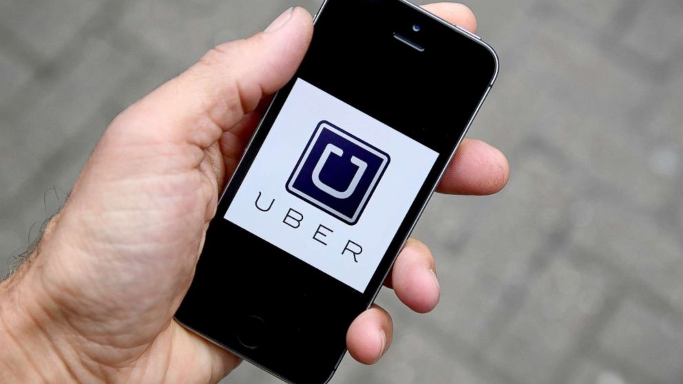 PHOTO: Uber app logo displayed on a mobile telephone, Oct. 28, 2016.