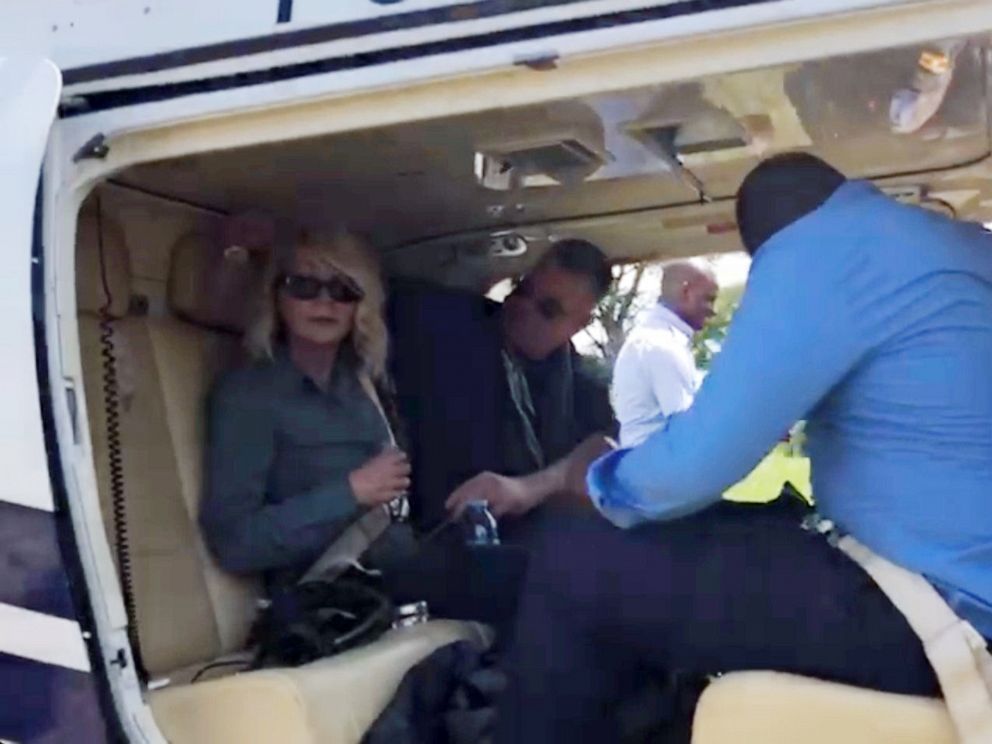 PHOTO: U.S. tourist Kimberly Sue Endicott is seen after her rescue as she departs for Kampala, Uganda, in this still image taken from a video obtained by social media on April 9, 2019.