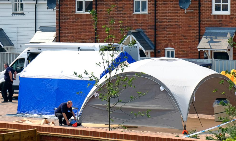 PHOTO: Police at the scene where counter-terrorism officers are investigating after a couple was left in a critical condition, in Amesbury, England, July 5, 2018.