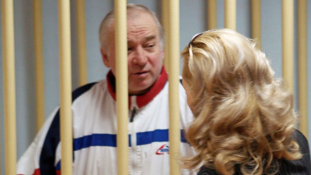 PHOTO: Sergei Skripal, a former colonel of Russia's GRU military intelligence service, looks on inside the defendants' cage as he attends a hearing at the Moscow military district court, Russia, Aug. 9, 2006.