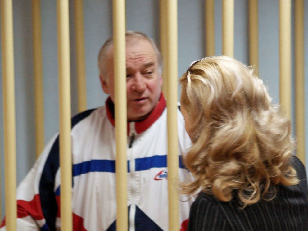 PHOTO: In this file photo dated Aug. 9, 2006, Sergei Skripal, a former colonel of Russia's GRU military intelligence service, looks on inside the defendants' cage as he attends a hearing at the Moscow military district court.