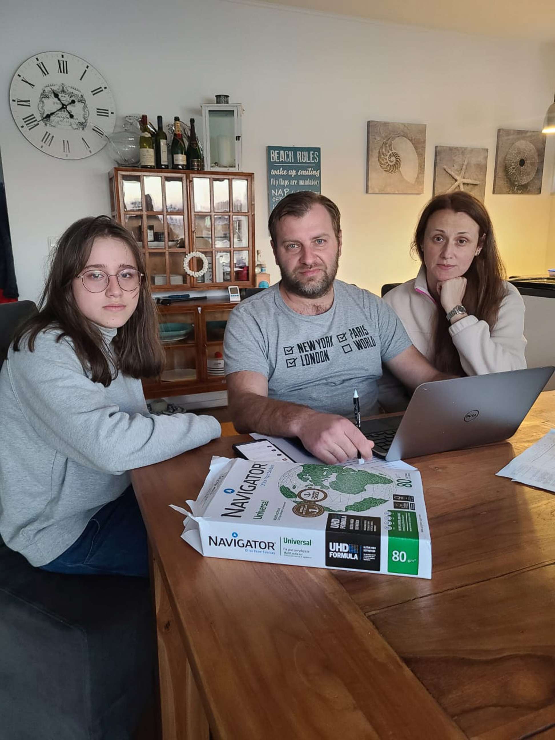 PHOTO: Yurii Panchenko, wife, Valentina Bilobrova, and daughter, Evelina Panchenko are pictured in an undated photo.