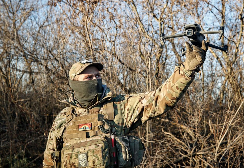 PHOTO: A Ukrainian serviceman flies a drone during an operation against Russian positions at an undisclosed location in the Donetsk region, Ukraine, Sunday, Dec. 4, 2022. 