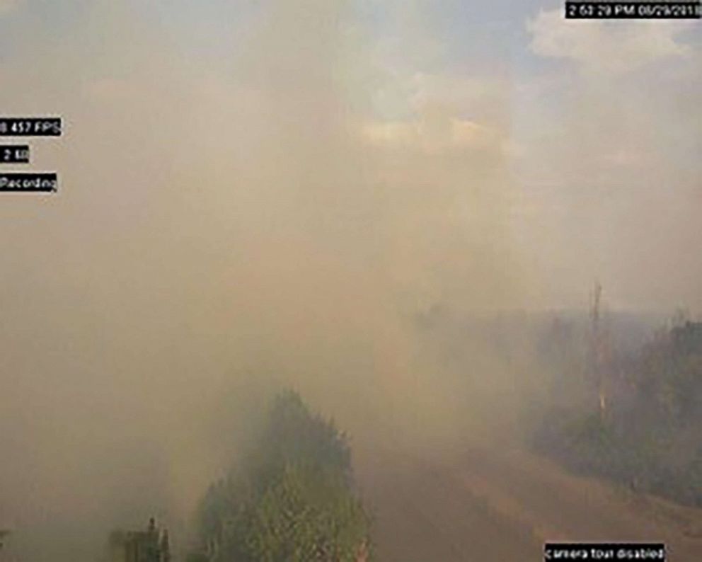 PHOTO: Wldfires set off land-mine explosions in Berezove,Eastern Ukraine.