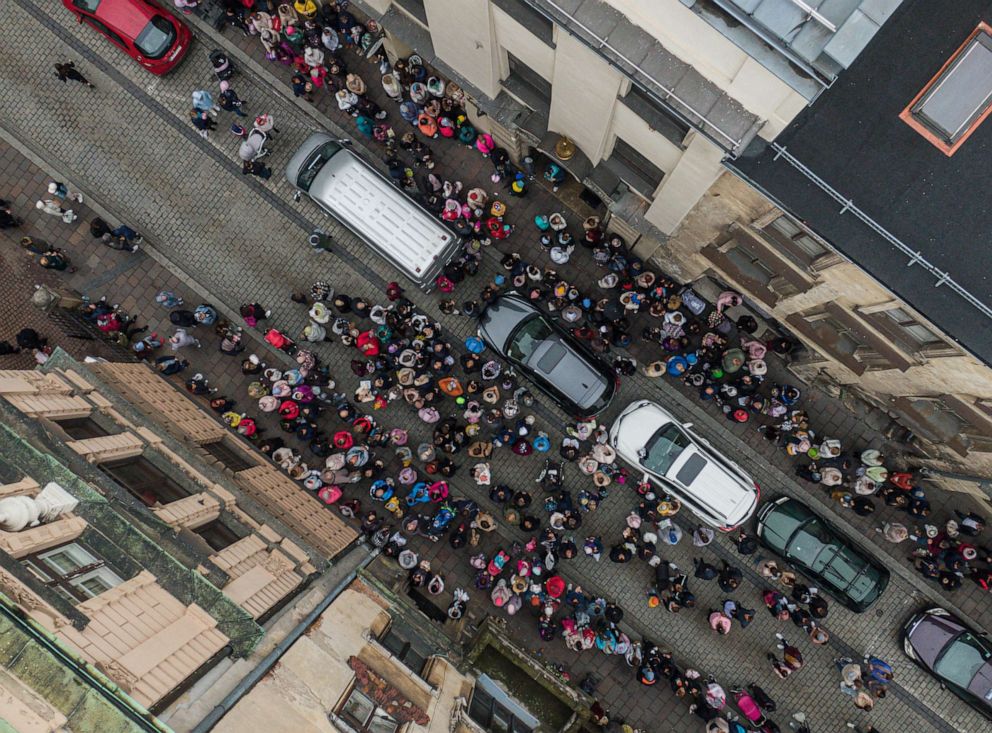 PHOTO: People who fled the war in Ukraine and members of the Ukrainian diaspora take part in the Easter Sunday mass at the Orthodox church of the Assumption in Krakow, Poland, April 24, 2022. 
