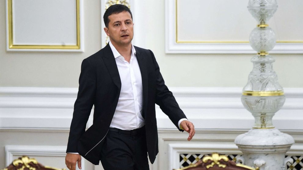 PHOTO: Ukrainian President Volodymyr Zelensky arrives for a meeting with the new members of the government and new president of Parliament, in Kiev on Sept. 2, 2019.