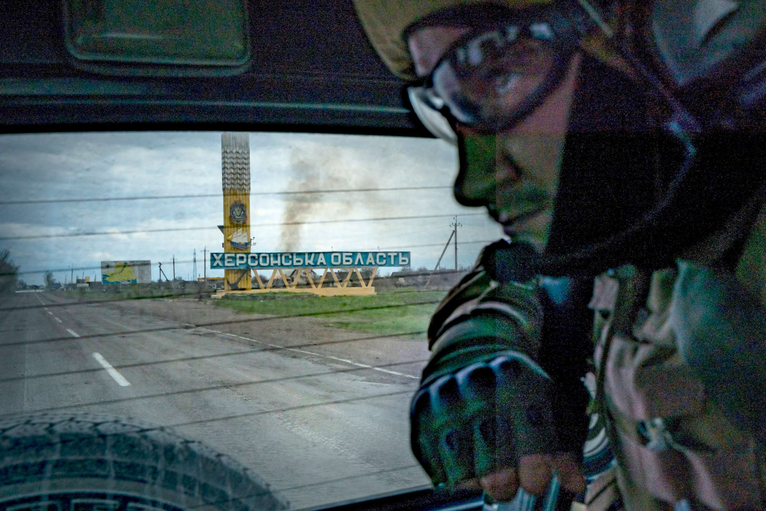 PHOTO: Ukrainian soldiers make a patrol in the entrance of the Kherson region, very close to the russian positions, in the frontline of Mykolaiv, Ukraine, April 19, 2022. 