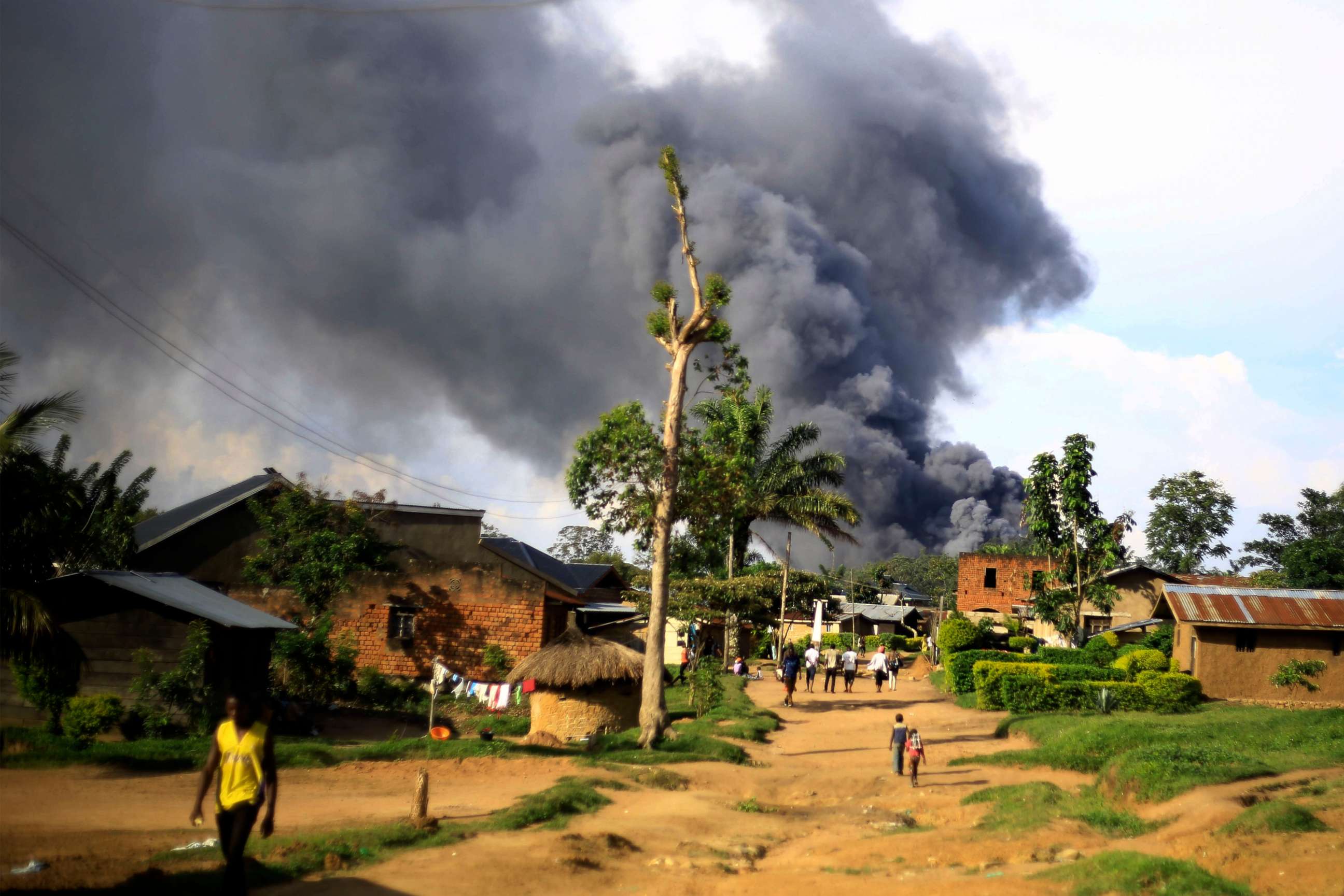 PHOTO: Smoke from the United Nations compound rises in Beni, Democratic Republic of Congo, Nov. 25, 2019.