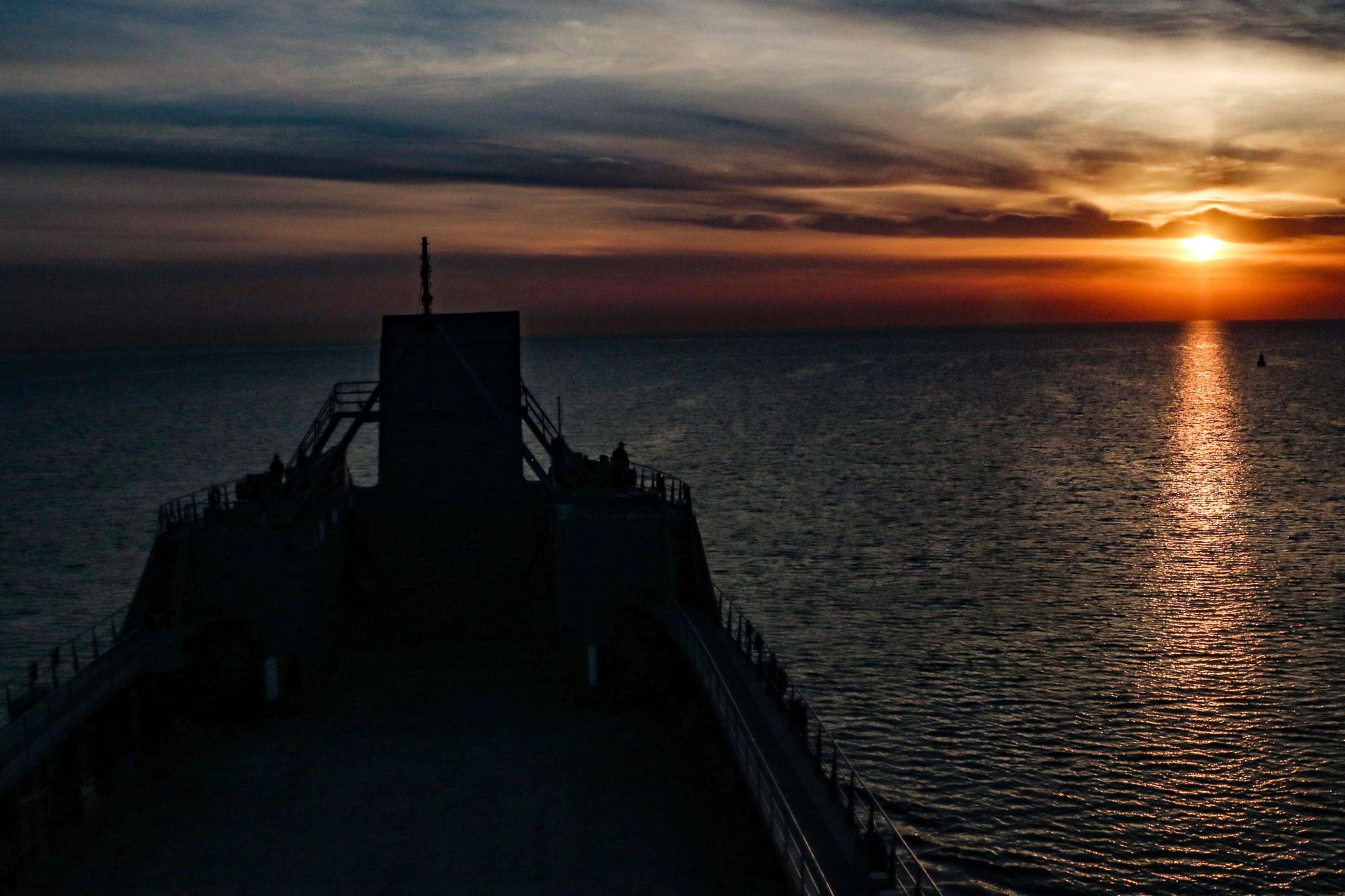 PHOTO: U.S. Army's Logistics Support Vessel Maj. Gen. Charles P. Gross (LSV 5) gets underway during a Northern Arabian Gulf sunrise March 13, 2019.
