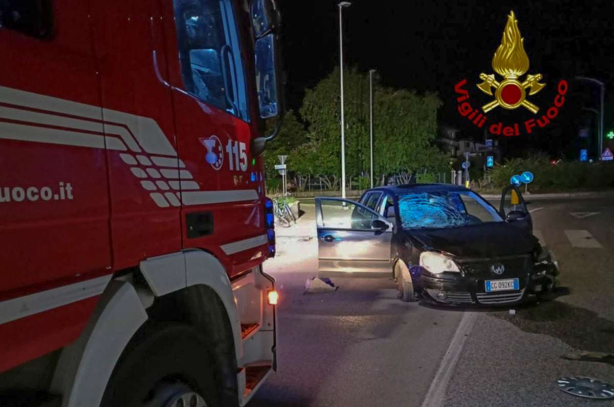 PHOTO: This photograph released by Italy's fire and rescue service on Aug. 22, 2022, shows the car driven by a U.S. service member that allegedly hit and killed a 15-year-old boy in the town of Porcia, northern Italy, early on Aug. 21, 2022.
