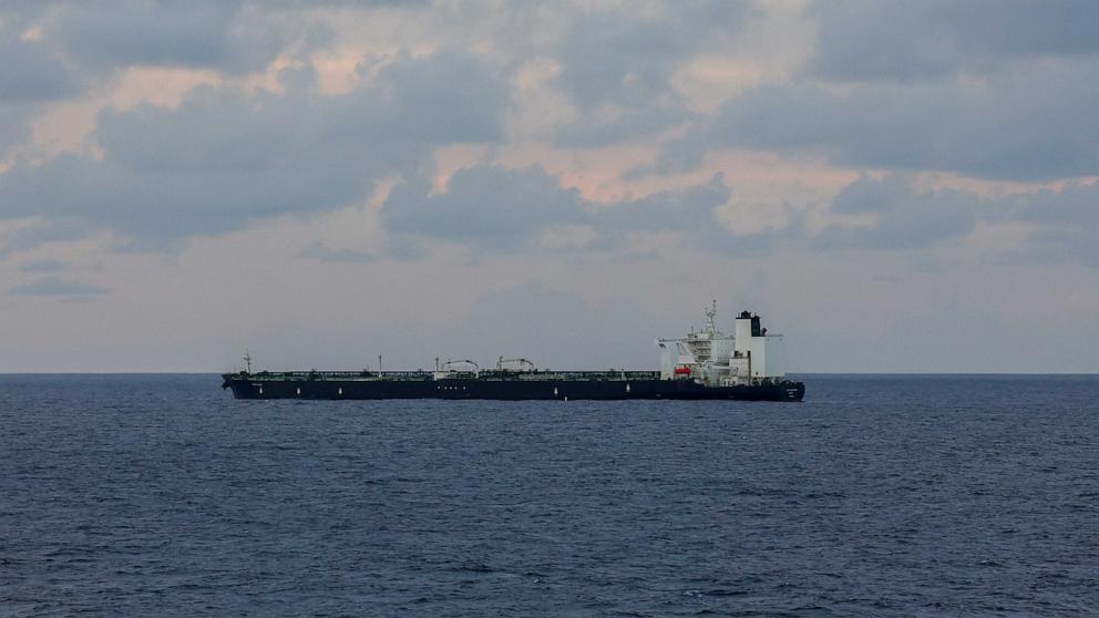 PHOTO: The M/T M Sophia sails in the Western Atlantic Ocean as it is seized by the U.S. Coast Guard Cutter Vigilant, Jan. 7, 2026. 