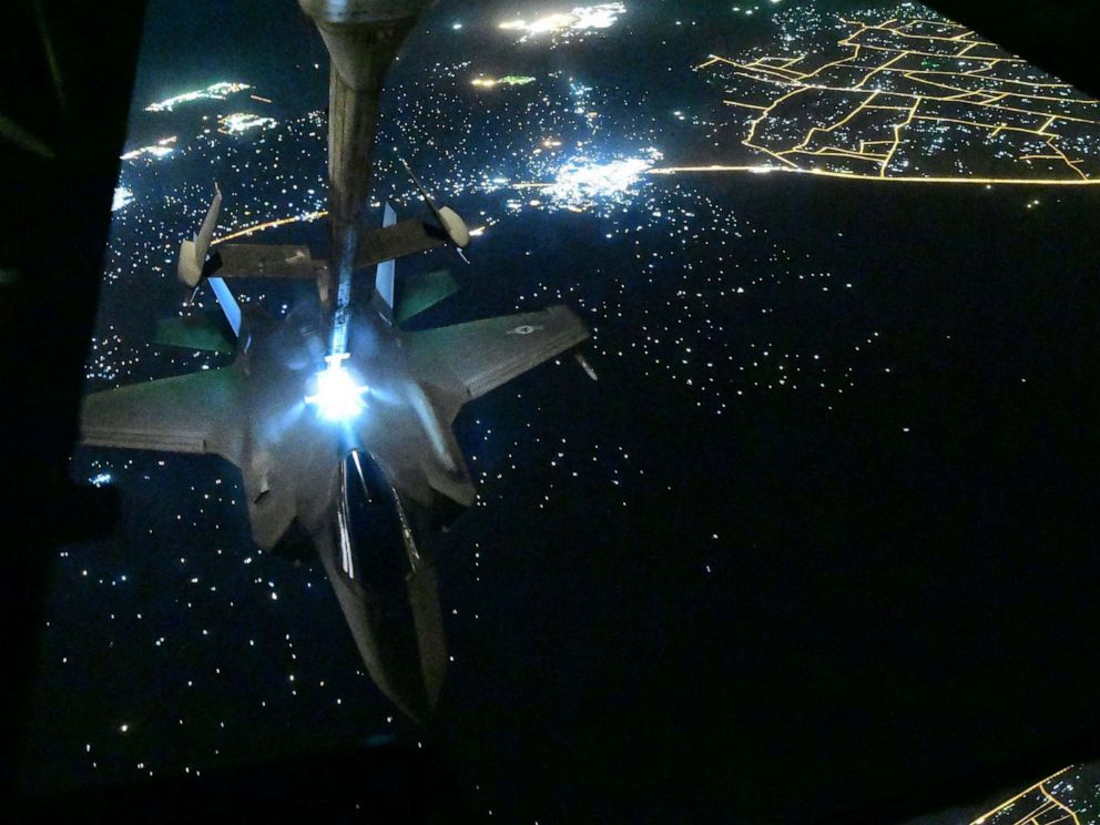 PHOTO: A U.S. Air Force F-35A Lightning II assigned to the 4th Expeditionary Fighter Squadron, Al Dhafra Air Base, United Arab Emirates, receives fuel from a KC-10 Extender, above an undisclosed location, Sept. 10, 2019.