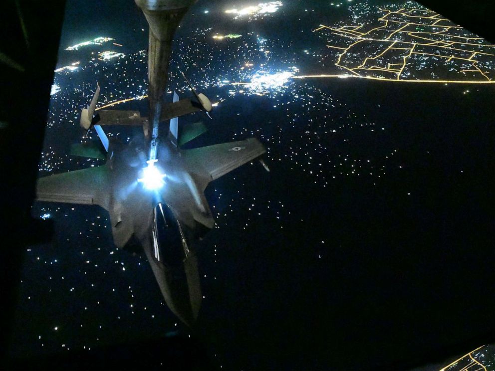 PHOTO: A U.S. Air Force F-35A Lightning II assigned to the 4th Expeditionary Fighter Squadron, Al Dhafra Air Base, United Arab Emirates, receives fuel from a KC-10 Extender, above an undisclosed location, Sept. 10, 2019.
