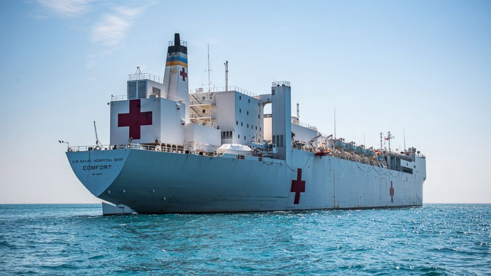 PHOTO: The Military Sealift Command's hospital ship USNS Comfort (T-AH 20) navigates through water during Comfort Exercise (COMFEX) 2018.