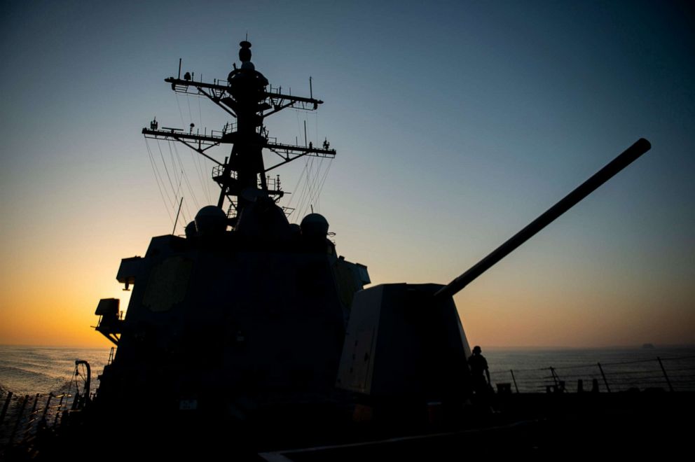 PHOTO: The guided-missile destroyer USS Bainbridge (DDG 96) sails in the Arabian Sea, Oct. 10, 2019.