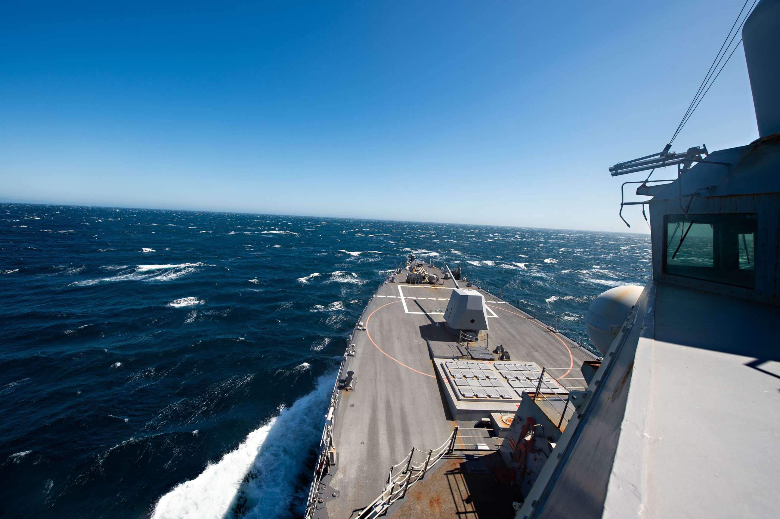 PHOTO:The Arleigh Burke-class guided-missile destroyer USS Farragut (DDG 99) transits through the Strait of Gibraltar, Oct. 2, 2019.  