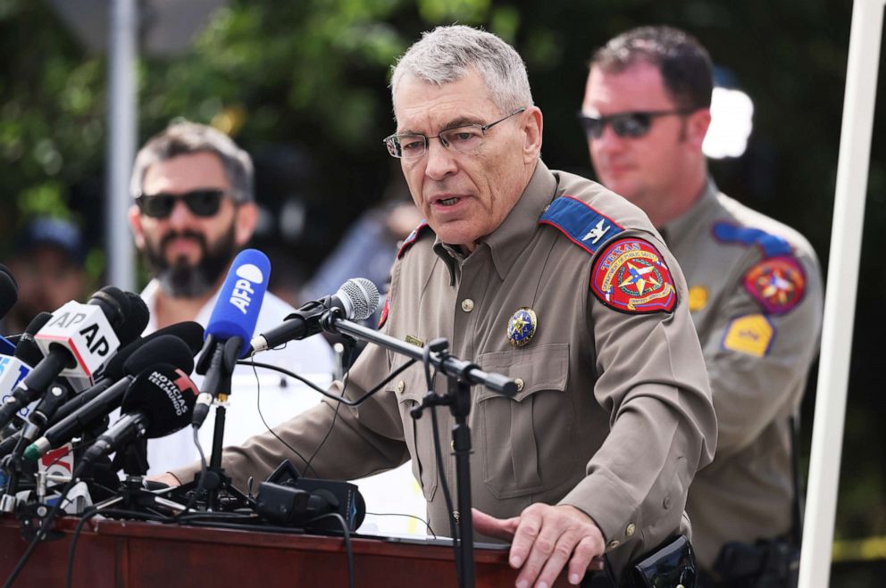 PHOTO: Director and Colonel of the Texas Department of Public Safety Steven C. McCraw speaks during a press conference about the mass shooting at Robb Elementary School on May 27, 2022 in Uvalde, Texas.