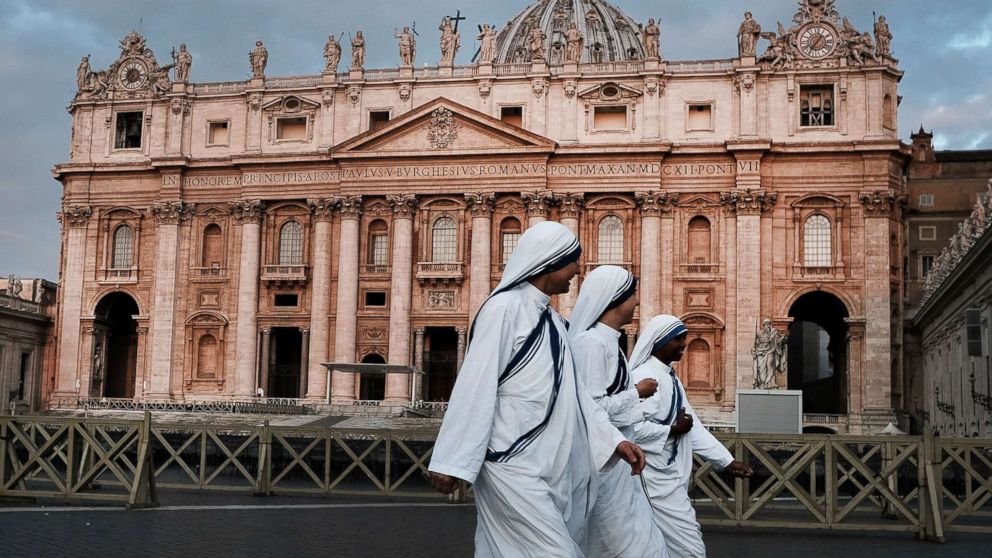 PHOTO: A group of nuns walk through St. Peter's Square at dawn, Sept. 3, 2018, in Vatican City, Vatican. 