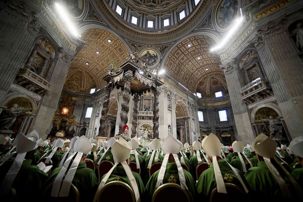 PHOTO: Pope Francis celebrates a closing mass at the end of the Synod of Bishops at the Saint Peters Basilica in Vatican, Oct. 28, 2018.