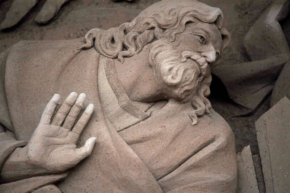 PHOTO: A detail of the sand  nativity scene at Piazza San Pietro in The Vatican, Dec. 6, 2018. The Nativity Scene at the Vatican is built from sand and sculpted by international artists.