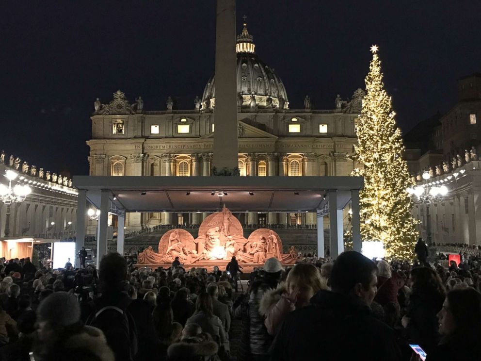 PHOTO: The sand sculpture nativity scene is unveiled at the Vatican, Dec. 7, 2018.