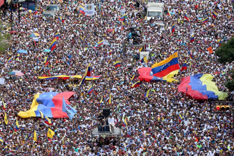 PHOTO: Thousands of protesters gather at Avenida Francisco De Miranda during a demonstration organized by Juan Guaido, Feb. 12, 2019 in Caracas, Venezuela.