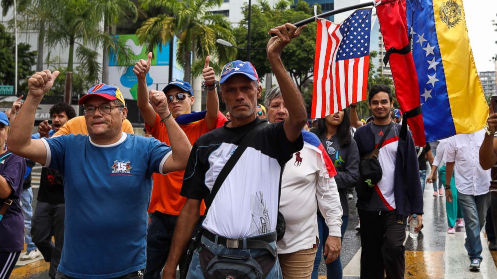 PHOTO: Anti-Maduro protesters attend a rally to protest against the Venezuelan President in Caracas, Venezuela, Jan. 23, 2019.