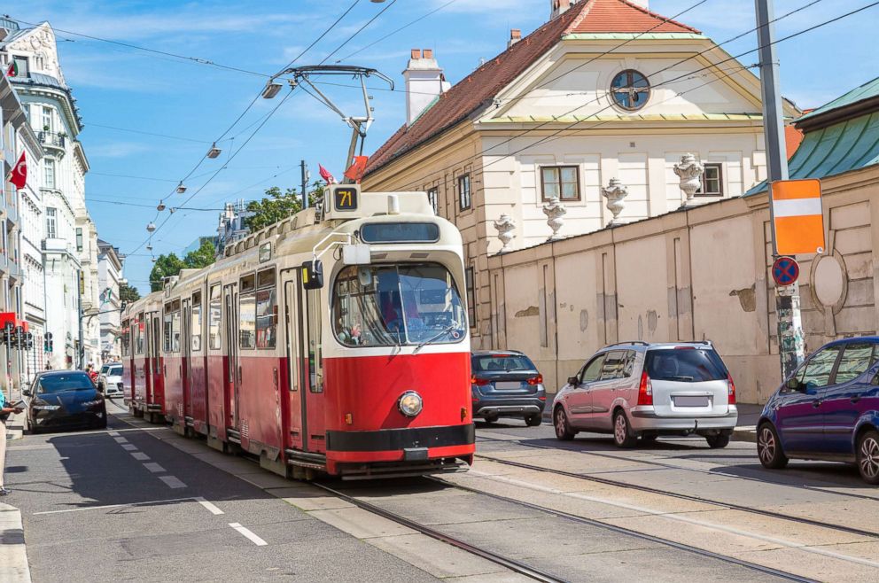 PHOTO: A traditional red electric tram in Vienna, Austria is pictured in this undated stock photo