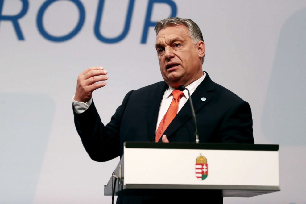 PHOTO: Hungarian Prime Minister Viktor Orban delivers his speech during a press conference at a meeting of the Visegrad Group (V4) in Budapest, Hungary, June 21, 2018.