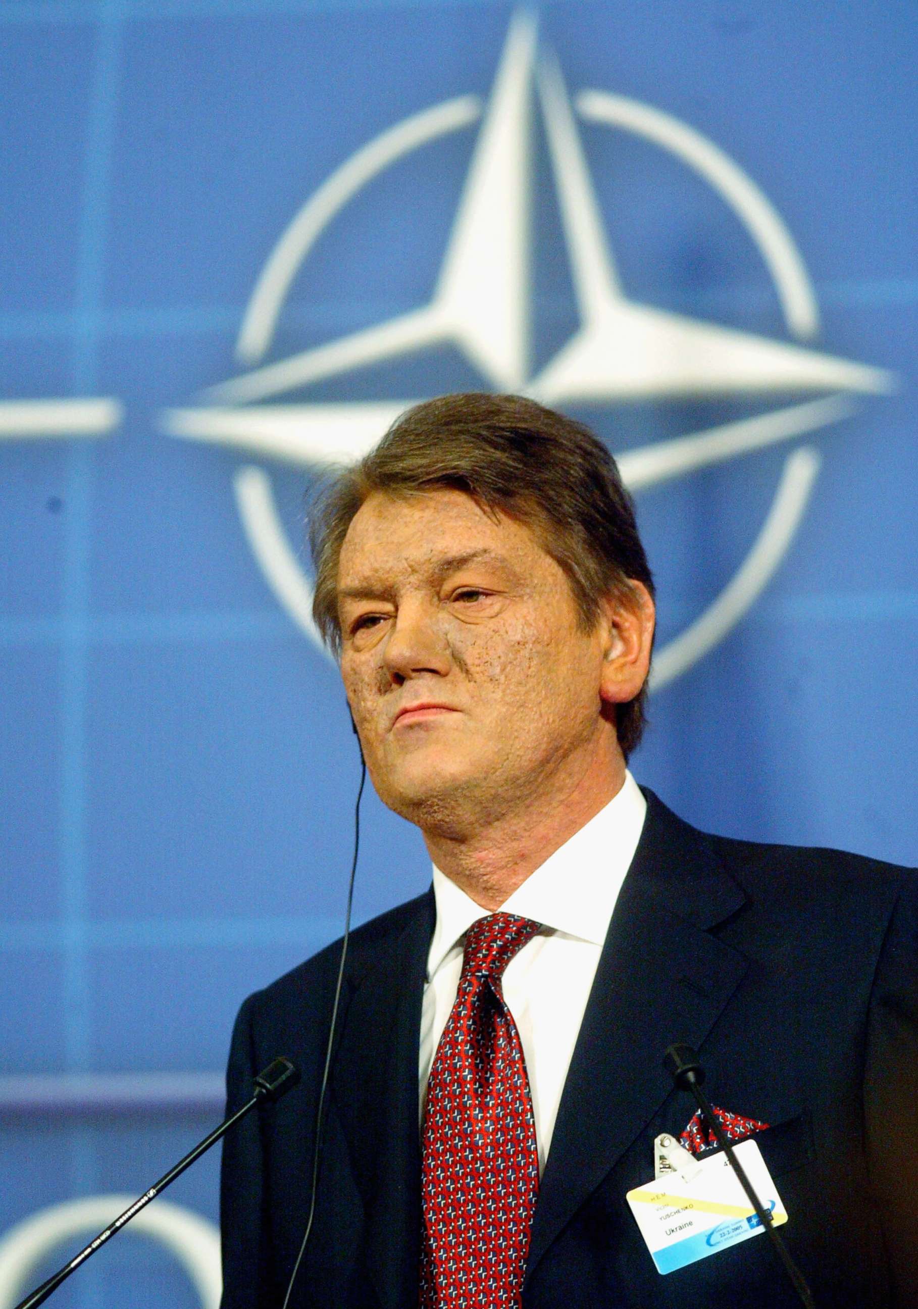 PHOTO: Ukrainian Prime Minister Viktor Yushchenko speaks at the Nato summit, Feb. 22, 2005 in Brussels, Belgium.
