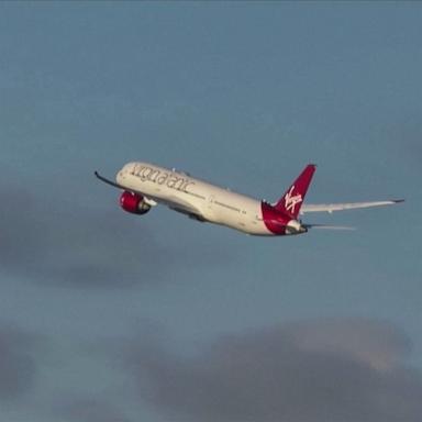 The Virgin Boeing 787 took off from London’s Heathrow Airport en route to New York on Tuesday.