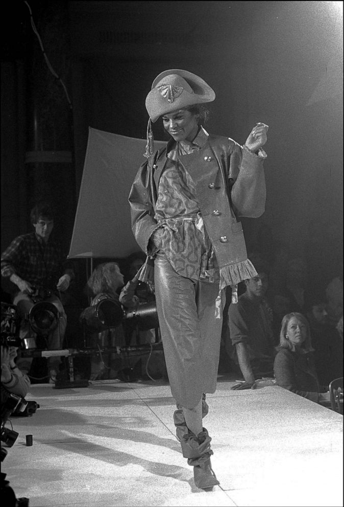 PHOTO: In this Oct. 22, 1981, file photo, a model appears in the Vivienne Westwood World's End Fashion show "Pirates", Autumn/Winter 1981-82, in London.