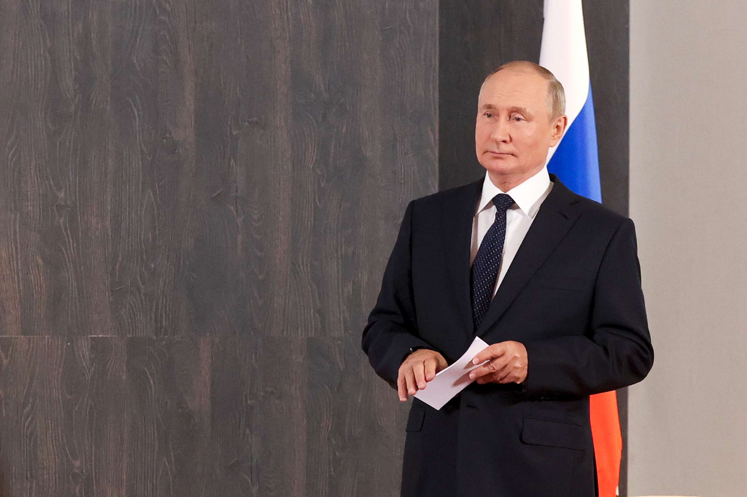 PHOTO: Russian President Vladimir Putin attends a summit in Samarkand, Uzbekistan, Sept. 15, 2022. 