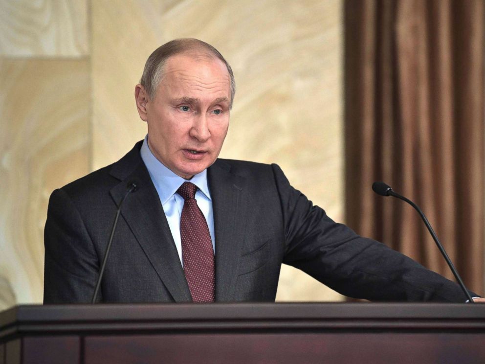 PHOTO: Russian President Vladimir Putin delivers a speech during a session of the Federal Security Service (FSB) board in Moscow, March 5, 2018.